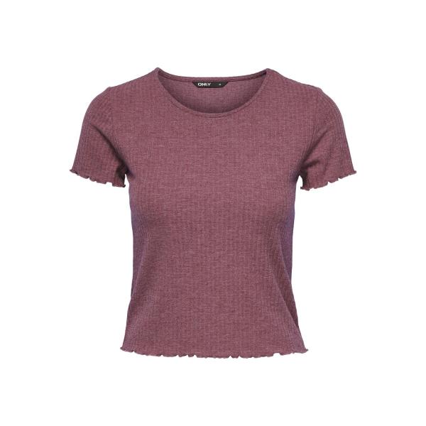 Top col rond manches courtes rose foncé Aria Only Mode femme
