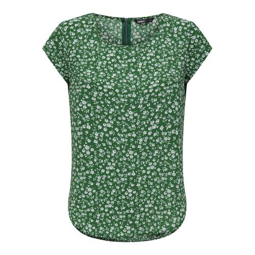 Only - Top col rond manches courtes vert foncé - Nouveautés blouses femme