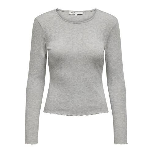 Only - Top col rond manches longues gris clair - Vetements femme