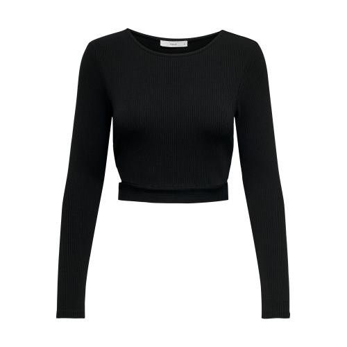 Only - Top col rond manches longues noir - Only