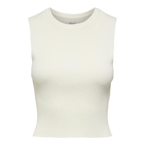 Only - Top col rond sans manches blanc - Vetements femme blanc