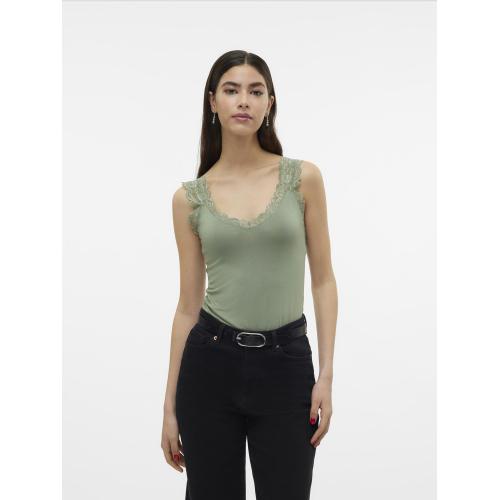 Vero Moda - Top col rond sans manches vert - Nouveautés t-shirts femme