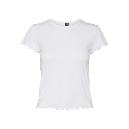 Vero Moda - Top court col rond manches courtes blanc - Promo T-shirt, Débardeur