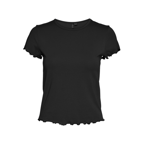Vero Moda - Top court col rond manches courtes noir - T-shirt femme