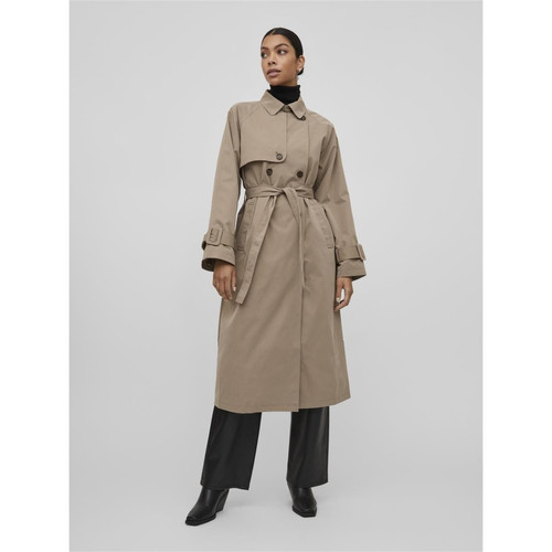 Vila - Trench coat col à revers gris - Trench Femme