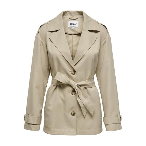 Only - Trench coat court col à revers beige - Vetements femme