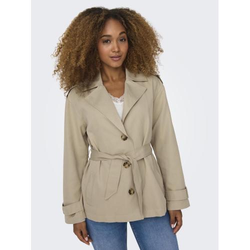 Trench coat court col à revers beige Kali Only