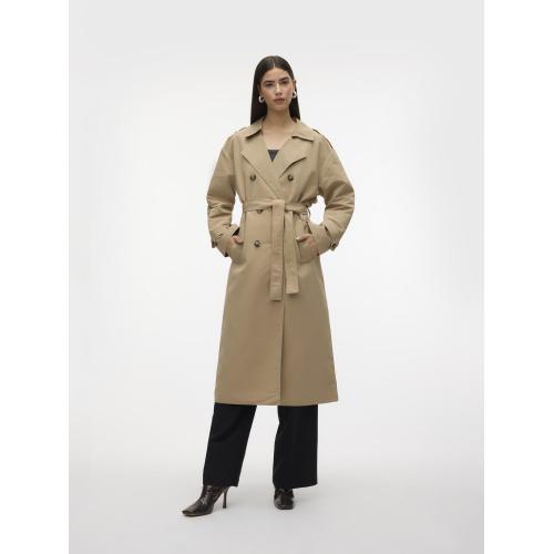 Vero Moda - Trench coat fermeture à double boutonnage. fermeture par ceinture col à revers marron - Nouveautés manteaux femme