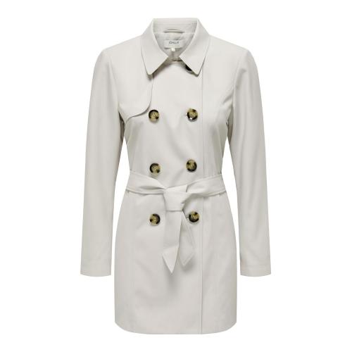Only - Trench coat long col à revers gris clair - Trench Femme