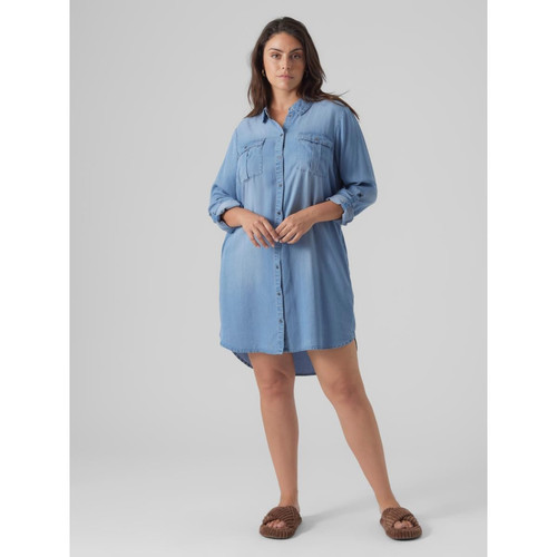 Vero Moda - VMSILA - Robe courte col chemise - Nouveaute vetements femme bleu