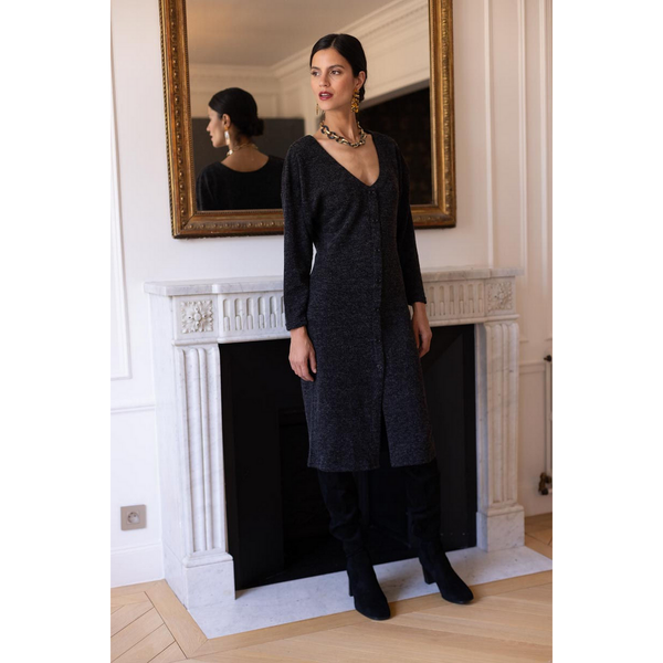 Robe longue dos V Damienne gris 3S. x Réédition Mode femme