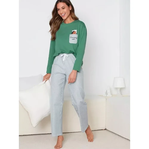 Venca - Pyjama 2 pièces T-shirt en maille et pantalon en popeline - Lingerie de nuit