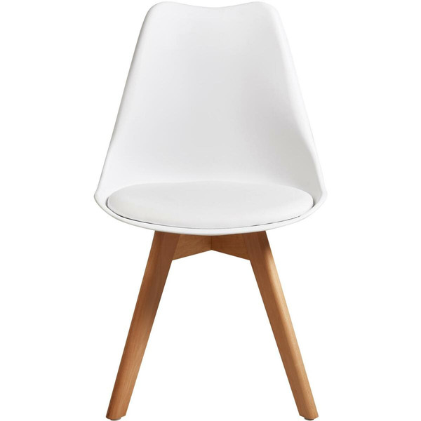Lot de 6 chaises coque cuir synthétique blanc et pieds en bois NORVÈGE Blanc  3S. x Home