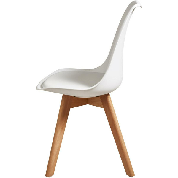 Lot de 6 chaises coque cuir synthétique blanc et pieds en bois NORVÈGE Blanc  Blanc 3S. x Home Meuble & Déco