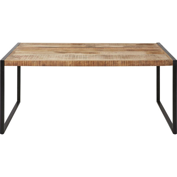 Table de repas en bois mango plateau 6cm d'épaisseur et pieds en metal noir MADRAS Marron Marron 3S. x Home Meuble & Déco