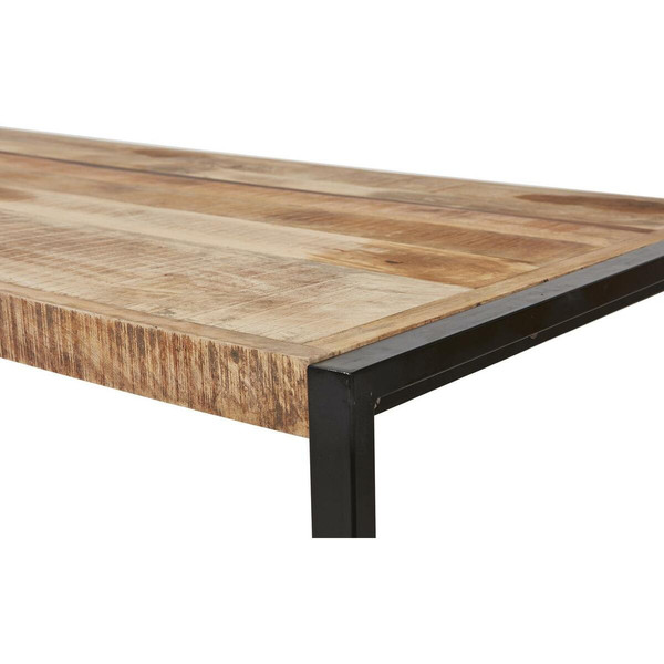 Table de repas en bois mango plateau 6cm d'épaisseur et pieds en metal noir MADRAS Marron 3S. x Home