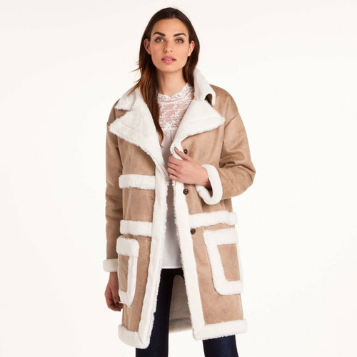 3 SUISSES - Manteau peau lainée femme 3 SUISSES Collection - Blanc - Manteau femme