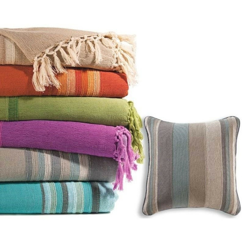 Becquet - Lot de 2 housses oreiller rayées en coton BECQUET - Gris - Promos Déco textile