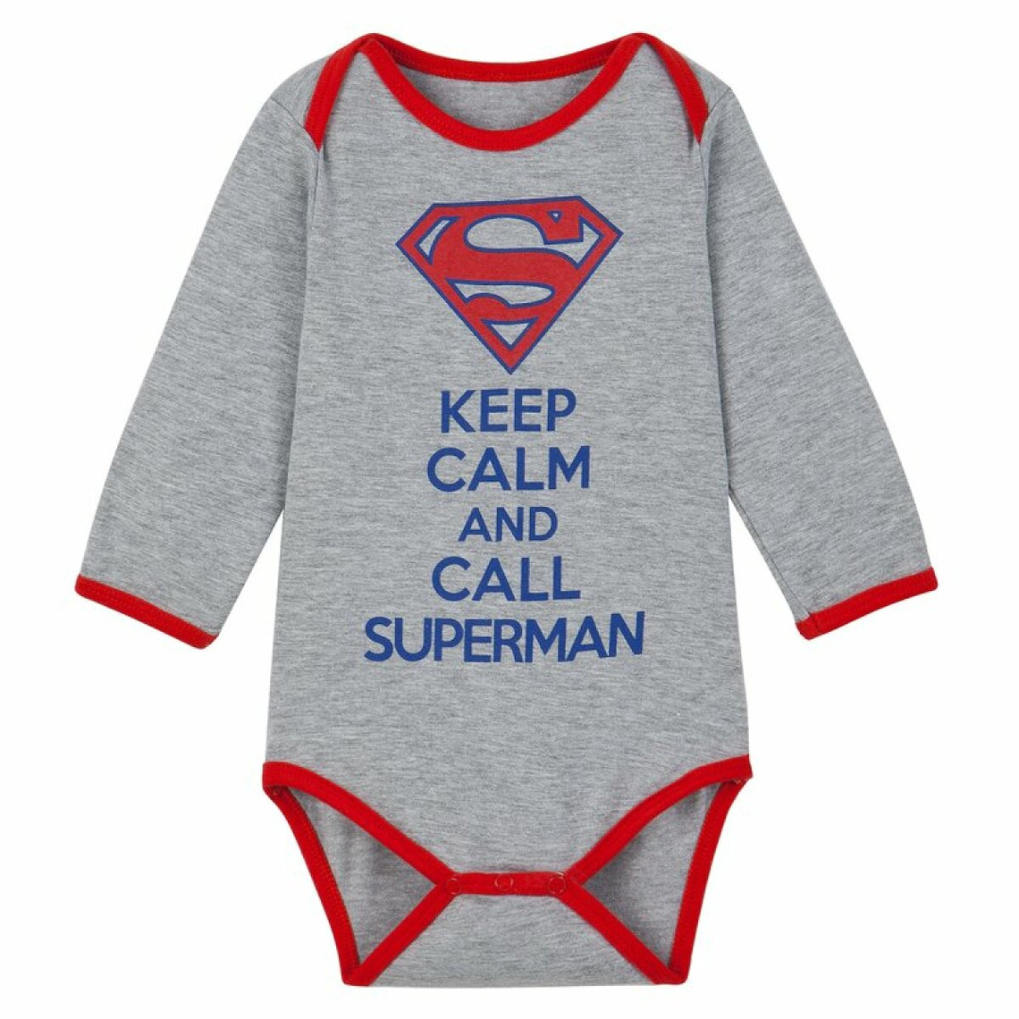 Body à manches longues bébé garçon imprimé Superman - Gris