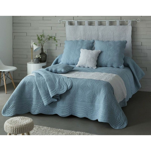 Becquet - Housse oreiller 65x65 Becquet - bleu grisé - Linge de maison