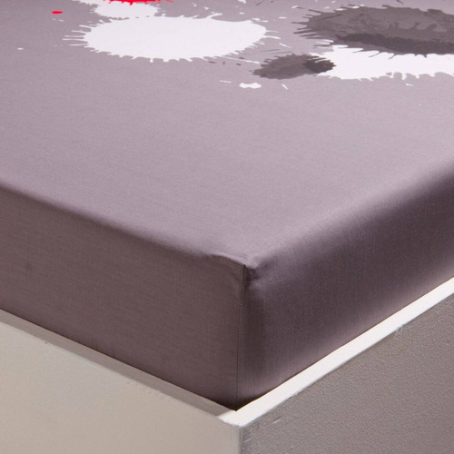3S. x Collection (Nos Imprimés) - Drap-housse coton PLOUF - Gris - Draps housse gris