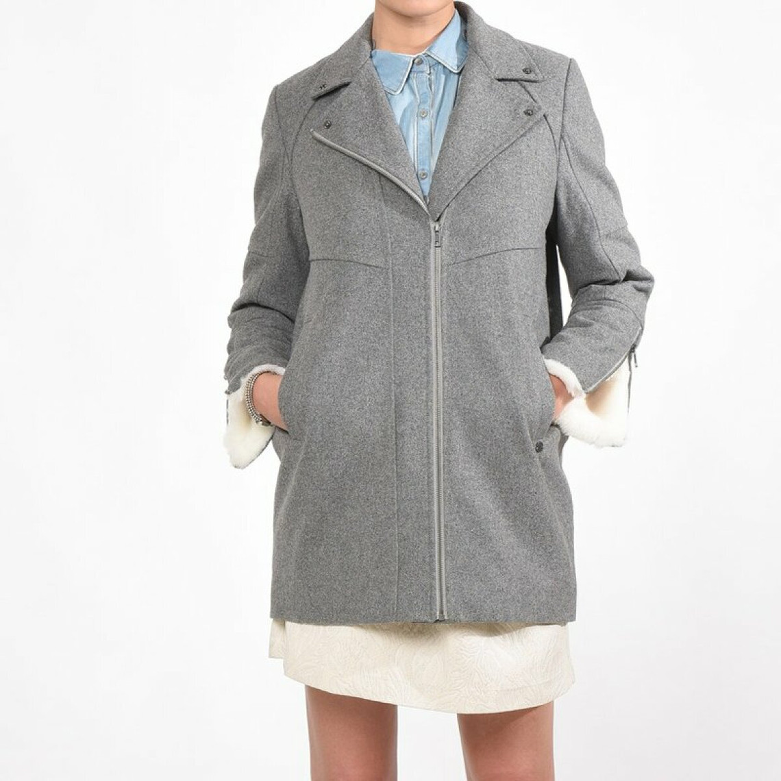 Manteau lainé forme boule femme Cazal Kaporal® - Gris en laine