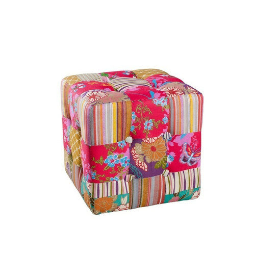 Macabane - Pouf carré imprimé patchwork en tissu - imprimé - Macabane meubles & déco