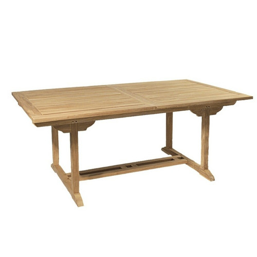 Table de jardin 8/10 personnes, rectangulaire extensible 180/240*100 cm en bois Teck Marron MACABANE Meuble & Déco
