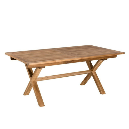 Macabane - Table rectangulaire extensible pieds croisés en teck massif - Teck - Table De Jardin Design