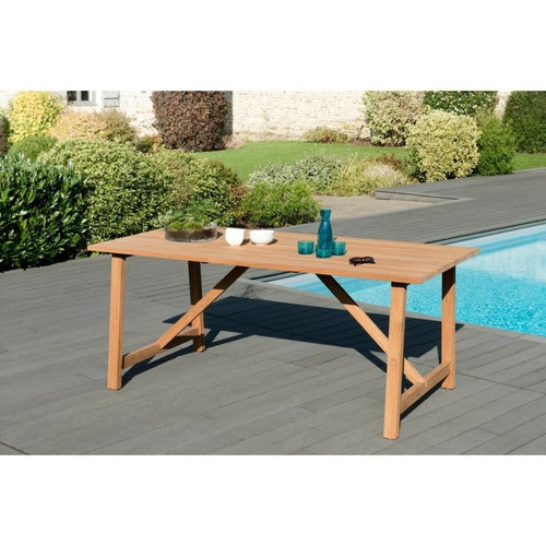 Table de jardin 6/8 personnes - SOHO 180 x 90 cm en bois Teck. Marron MACABANE Meuble & Déco