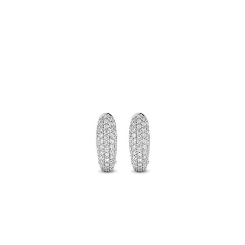 Boucles d'Oreilles Ti Sento 7804ZI - anneaux allongés argent pavés petit modèle Argent Ti Sento Mode femme