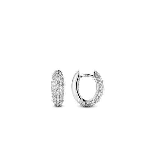 Boucles d'Oreilles Ti Sento 7804ZI - anneaux allongés argent pavés petit modèle Ti Sento
