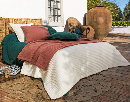 Becquet - Jeté de lit + 1 housse d'oreiller RIVIERA - Couvre lits jetes de lit 230 x 250 cm