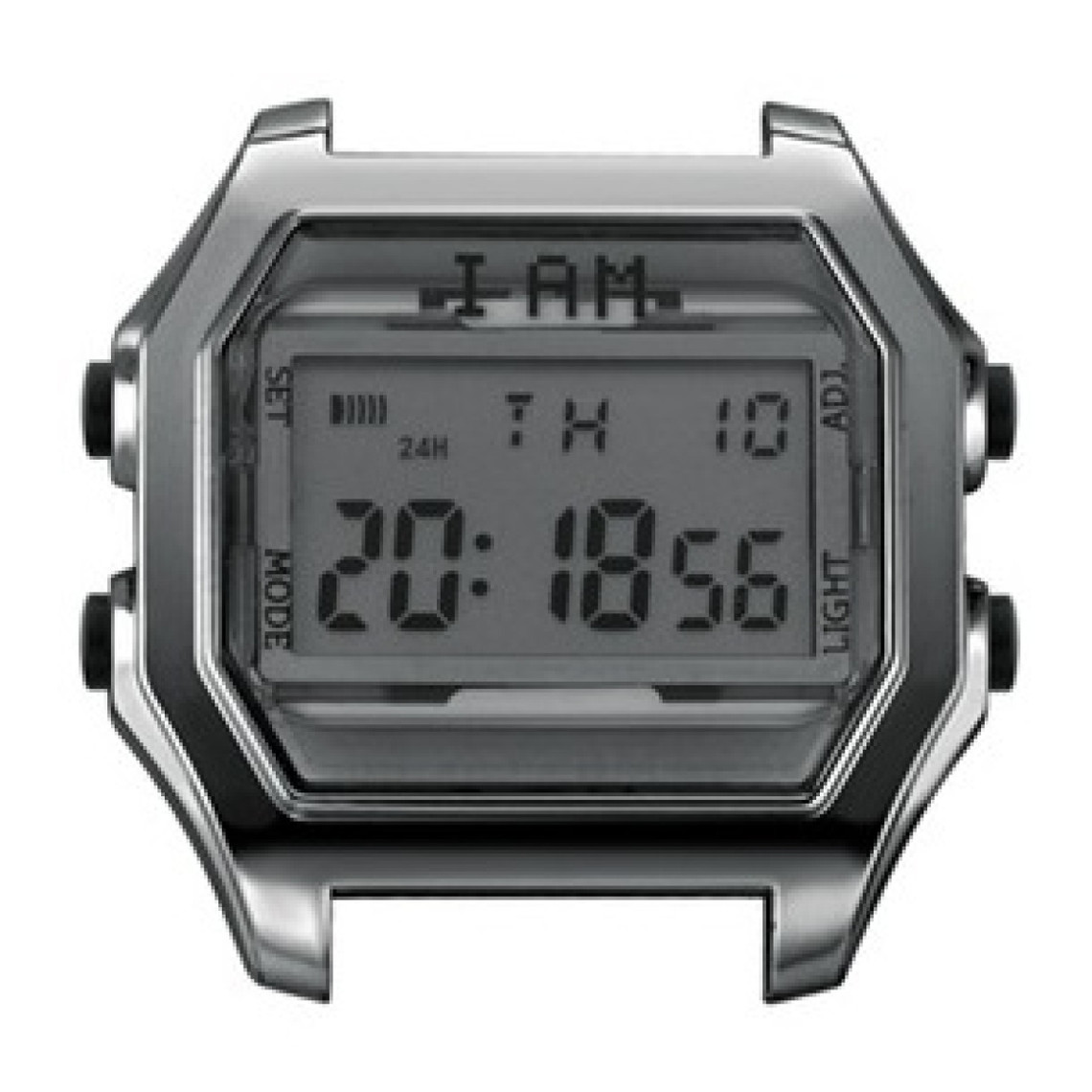 montre i am the watch iam-101 - boîtier aspect métal gun verre gris boutons noir / ecart corne 20 mm