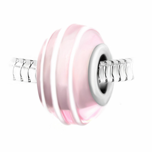 Charm perle spirale verre rose décoré main et acier par SC Crystal Rose So Charm Bijoux Mode femme