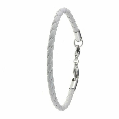 Bracelet façon cuir blanc pour charms perles par SC Crystal Argent So Charm Bijoux Mode femme