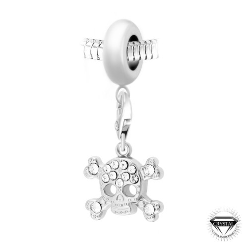 Charm perle Tête de Mort orné de cristaux Swarovski par SC Crystal Paris® Argent So Charm Bijoux Mode femme