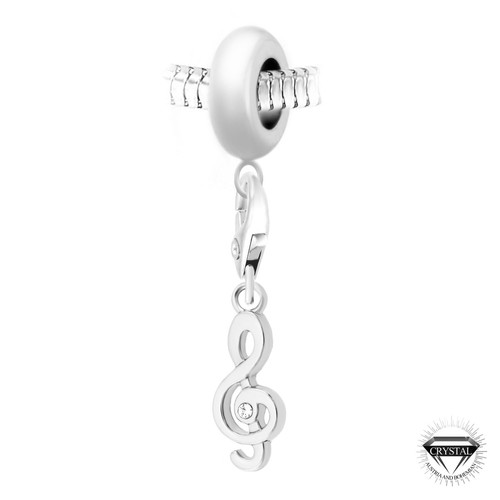 Charm perle clé de Sol orné de cristaux Swarovski par SC Crystal Paris® Argent So Charm Bijoux Mode femme