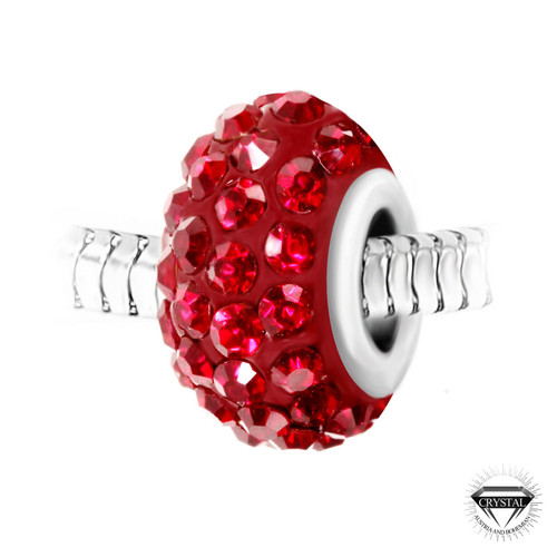 Charm perle pavé de cristaux rouges et acier par SC Crystal Rouge So Charm Bijoux Mode femme