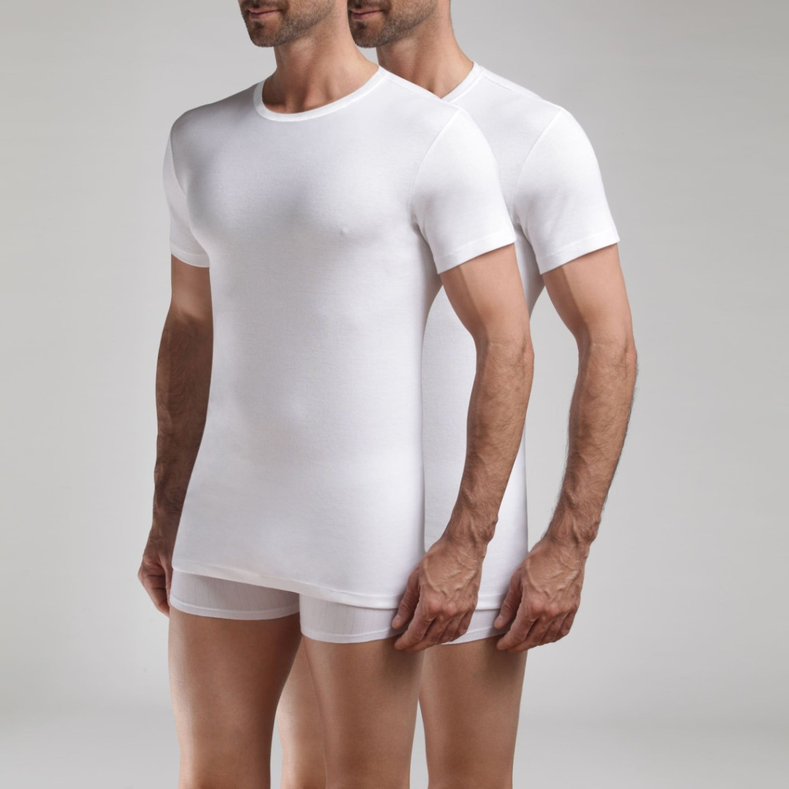 Pack de 2 t-shirts homme col rond blancs en coton Dim Homme LES ESSENTIELS HOMME