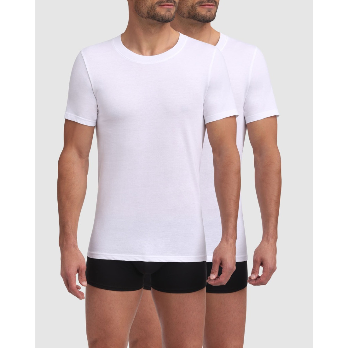 Pack de 2 t-shirts homme col rond blancs en coton Dim Homme