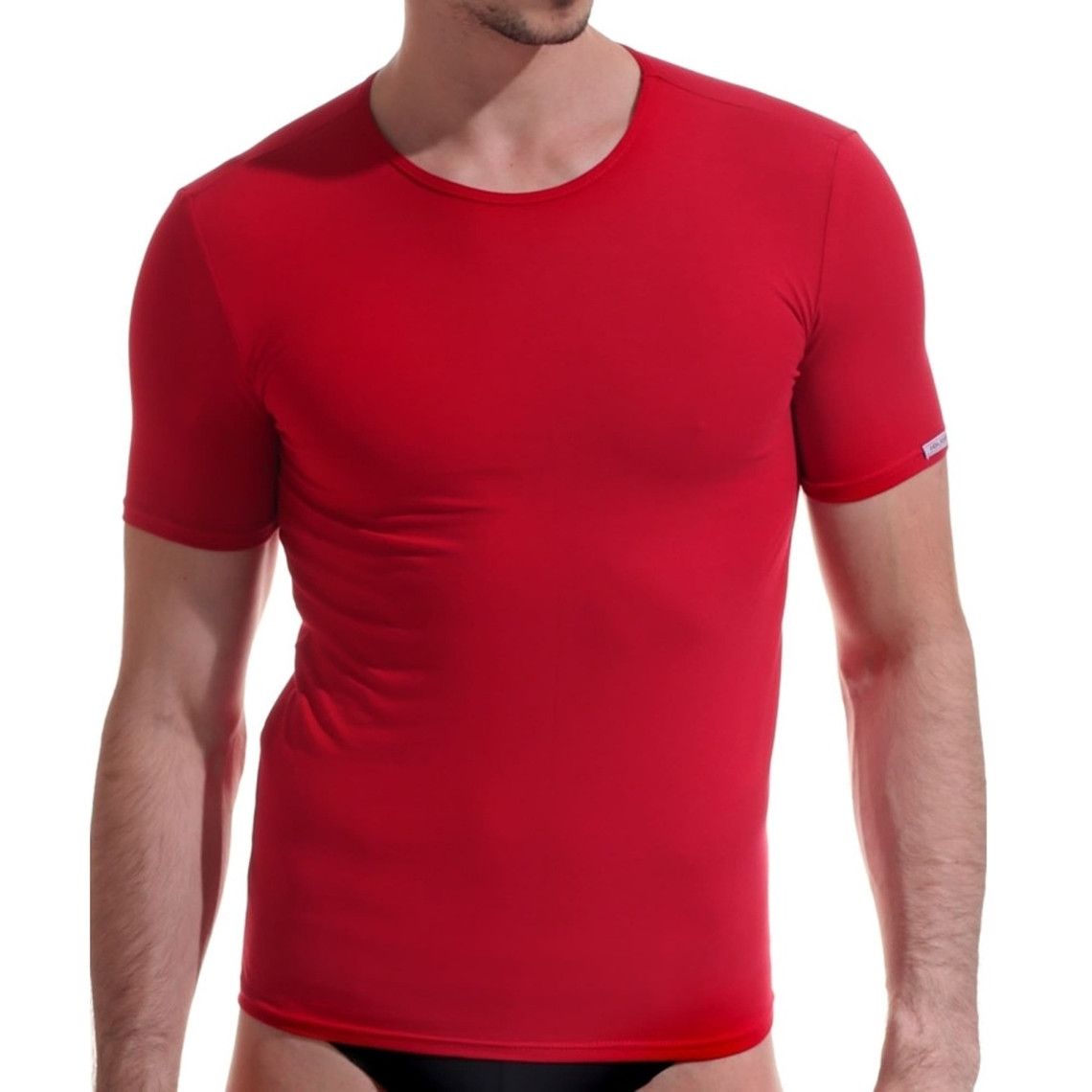 T-shirt manches courtes rouge col rond en coton