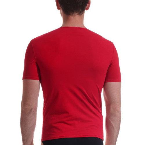 T-shirt manches courtes rouge col rond en coton Jolidon