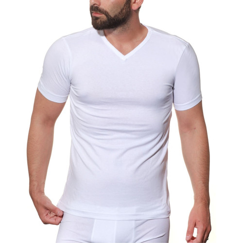 T-shirt manches courtes blanc en coton Jolidon LES ESSENTIELS HOMME