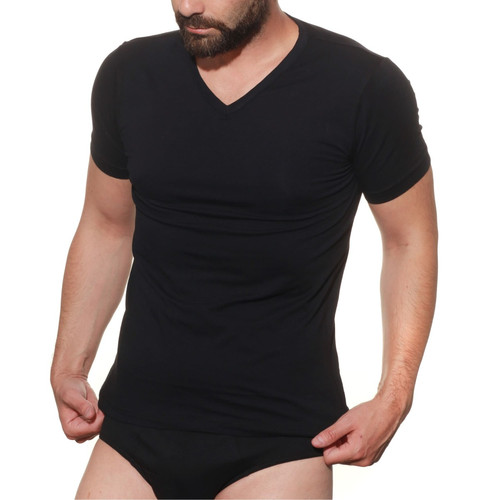 T-shirt manches courtes noir en coton Jolidon LES ESSENTIELS HOMME