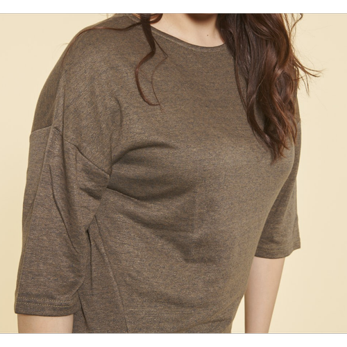 3 SUISSES - Tee-shirt maille ajourée manches 3/4 femme - kaki foncé - T-shirt femme