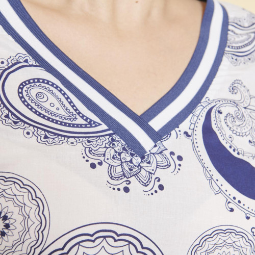 Robe tunique imprimée femme - Imprimé Bleu en coton Tunique femme