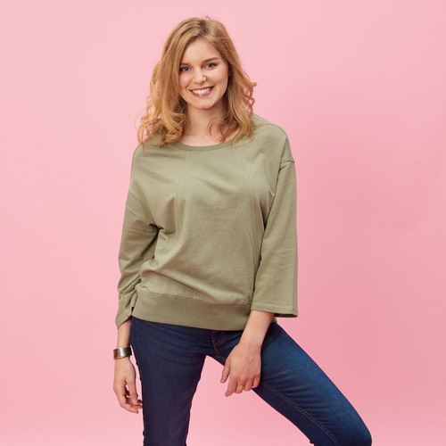 3 SUISSES - Sweat manches longues coutures femme - Vert - Pull femme