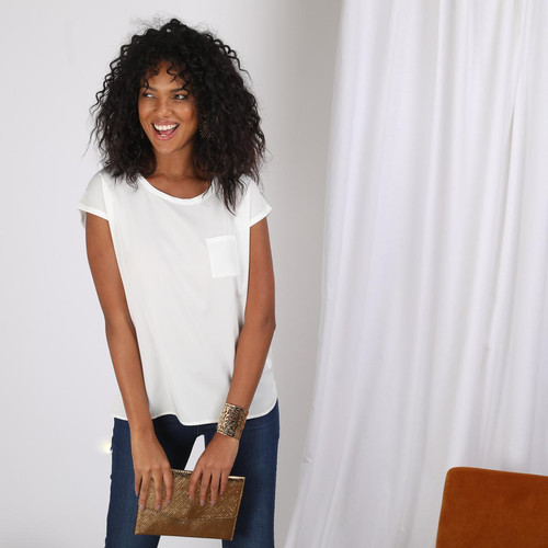 3S. x Le Vestiaire - Tee-shirt uni manches courtes poche poitrine femme - Blanc - T-shirt femme