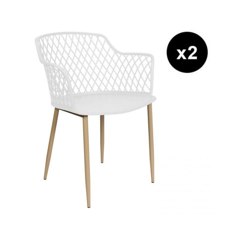 3S. x Home - Lot De 2 Fauteuils MALAGA Blanc - Sélection meuble & déco Scandinave